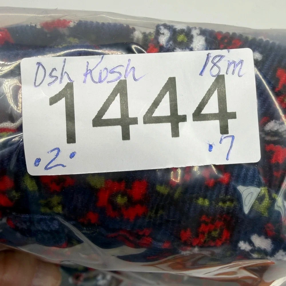 Y2K OshKosh B'gosh Floral Corduroy Overalls Baby Girl 18M Navy‎ Flower Cottage